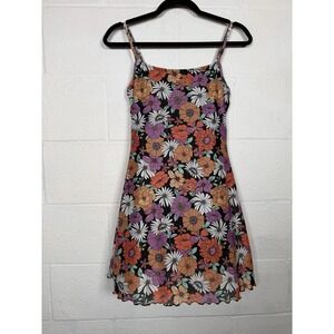 Y2K Inspired Bratzcore Floral Mesh Mini Dress Retro 90s Slip Lettuce Hem S